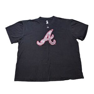 Majestic Atlanta Braves MLB‎ Black Graphic T-Shirt Men's Short Sleeve Size 3XL